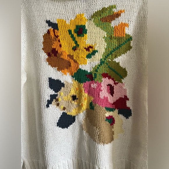 SMYTHE X AUGDEN FLORAL INTARSIA CREW Sweater- WHITE MULTI - Picture 8 of 15